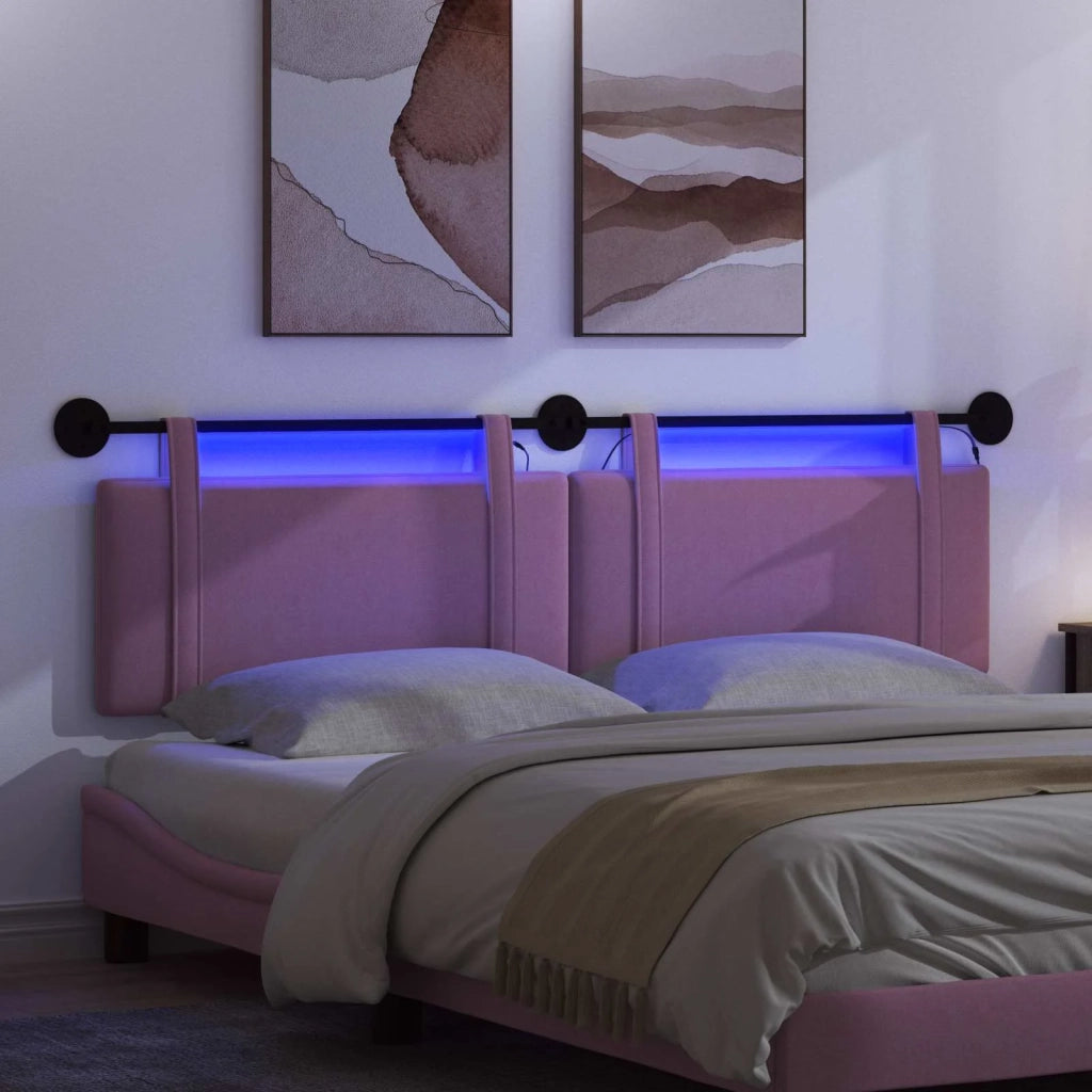 Testiera sospesa Con luce LED Rosa Tessuto 3424007