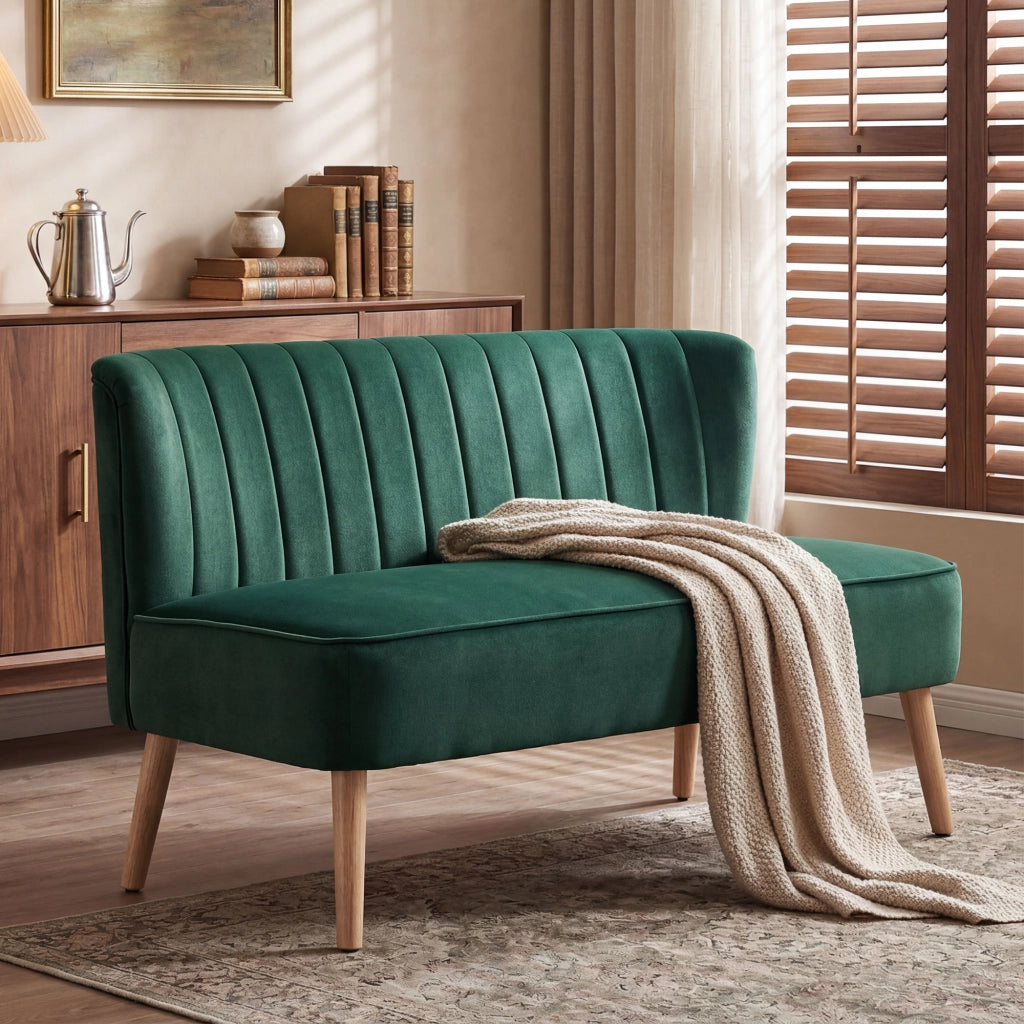 Divano 2 posti retro design ¨C Minimal ¨C verde scuro 117x56.5x77