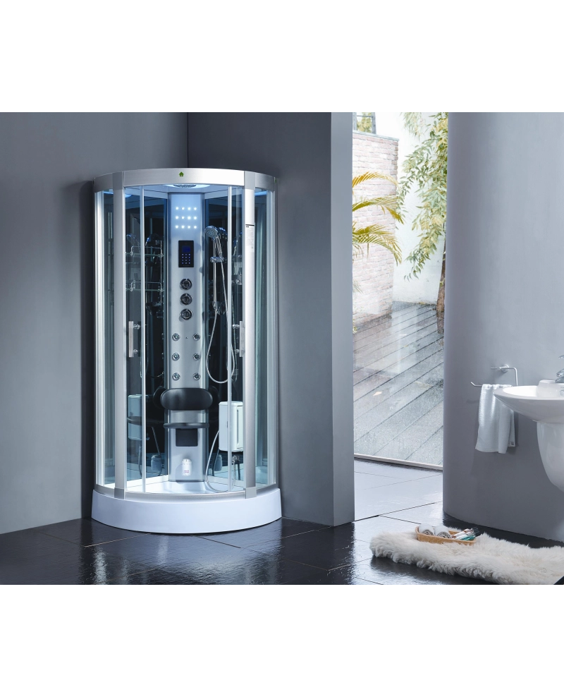 Cabina Doccia Idromassaggio, Cromoterapia, Touch screen, Bagno Turco 90x90cm Sicorage Myala