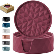 Onderzetters in silicone con cassetta di 6 pezzi - Onderzetters con contenitore per protezione del piano da tavolo - Antiscivolo, non adesivo, decorazione per tavolo da salotto, rosso
