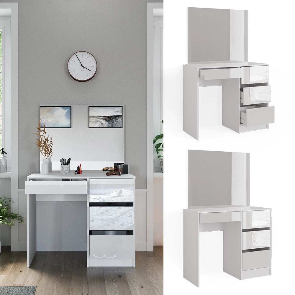 Comodino Vicco bianco, con specchio, 40 cm