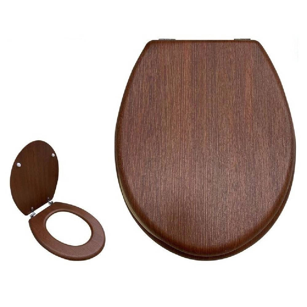 Trade Shop - Copriwater Copri Wc Sedile Universale Bagno Legno Con Cerniere Resistente 52948a -        3,5