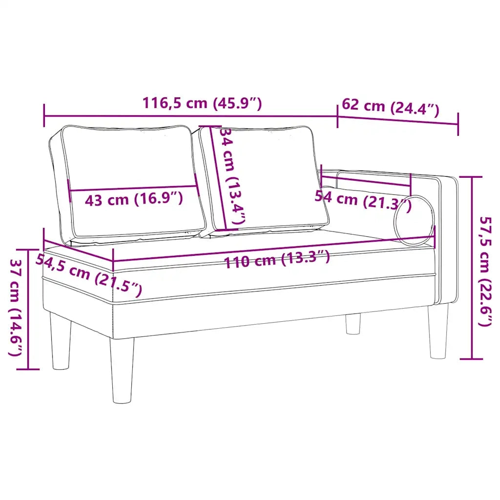 Chaise Longue con Cuscini Verde Scuro in Velluto 4007573
