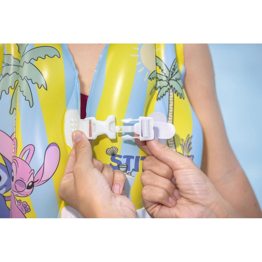 Trade Shop - Giubbino Da Nuoto Salvagente Gonfiabile Stitch Per Bambini 3-6anni Fibbie Regolabili 9104r -