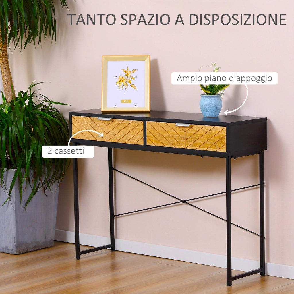 Tavolino Consolle Moderno con 2 Cassetti ¨C Minimal ¨C Nero 100x30x75cm