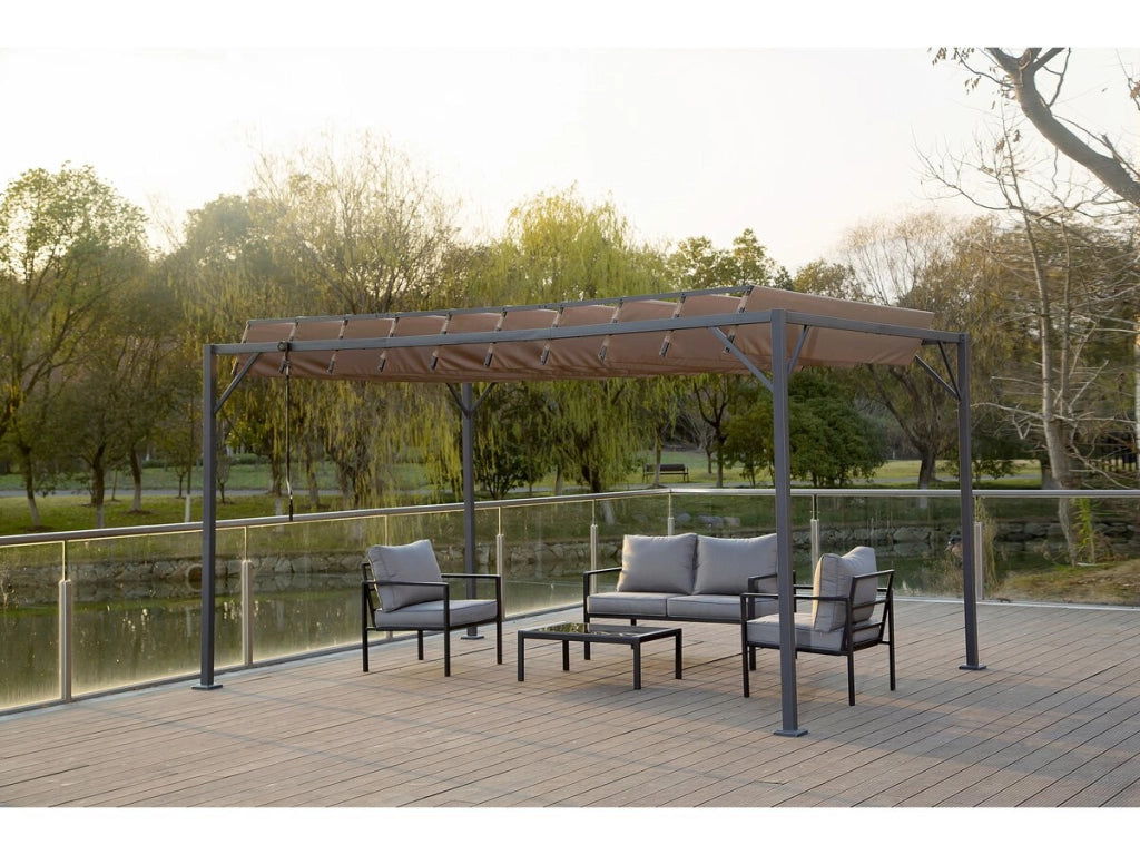 Pergola bioclimatica in tessuto "Lodge" da 3 x 4 m - Grigio talpa