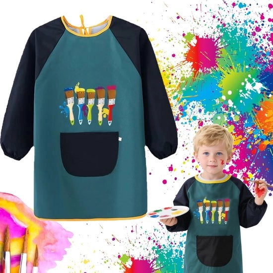 Schort per bambino - Impermeabile - Schort per bambino - Schort per pittori - Schort per bambino - Schort per cucina - Maniche elastiche - Disegno colorato moda blocca colore