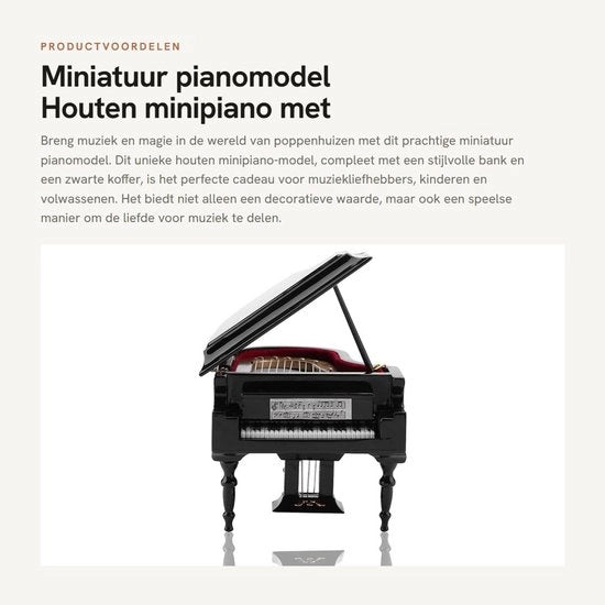 Miniatura di Pianoforte in Legno - Miniatura di Pianoforte con Sedia - Regalo Musicale per Compleanno/Natale - Decorazione per Casa dei Bambolini - Inclusa Scatola di Regalo in Legno - Cassetta di Musica con Realistico Motore a Vela