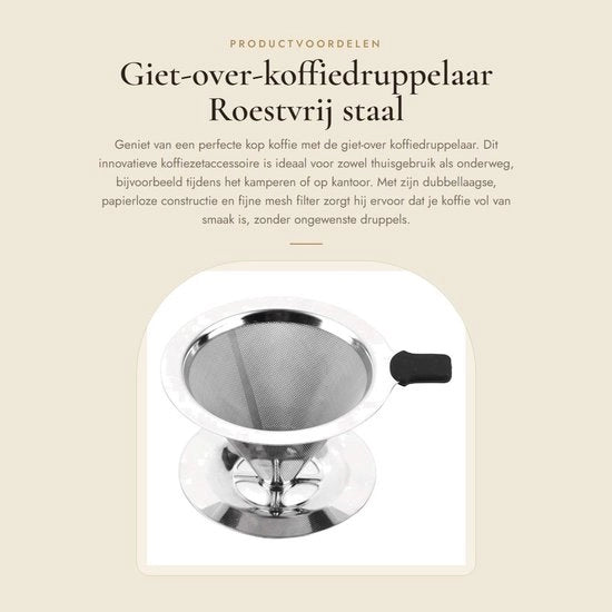Doppio strato filtro per caffè in acciaio inossidabile - riutilizzabile - filtro a maglia fine - per macchina da caffè a 1-2 cup - per uso domestico/ufficio/camping