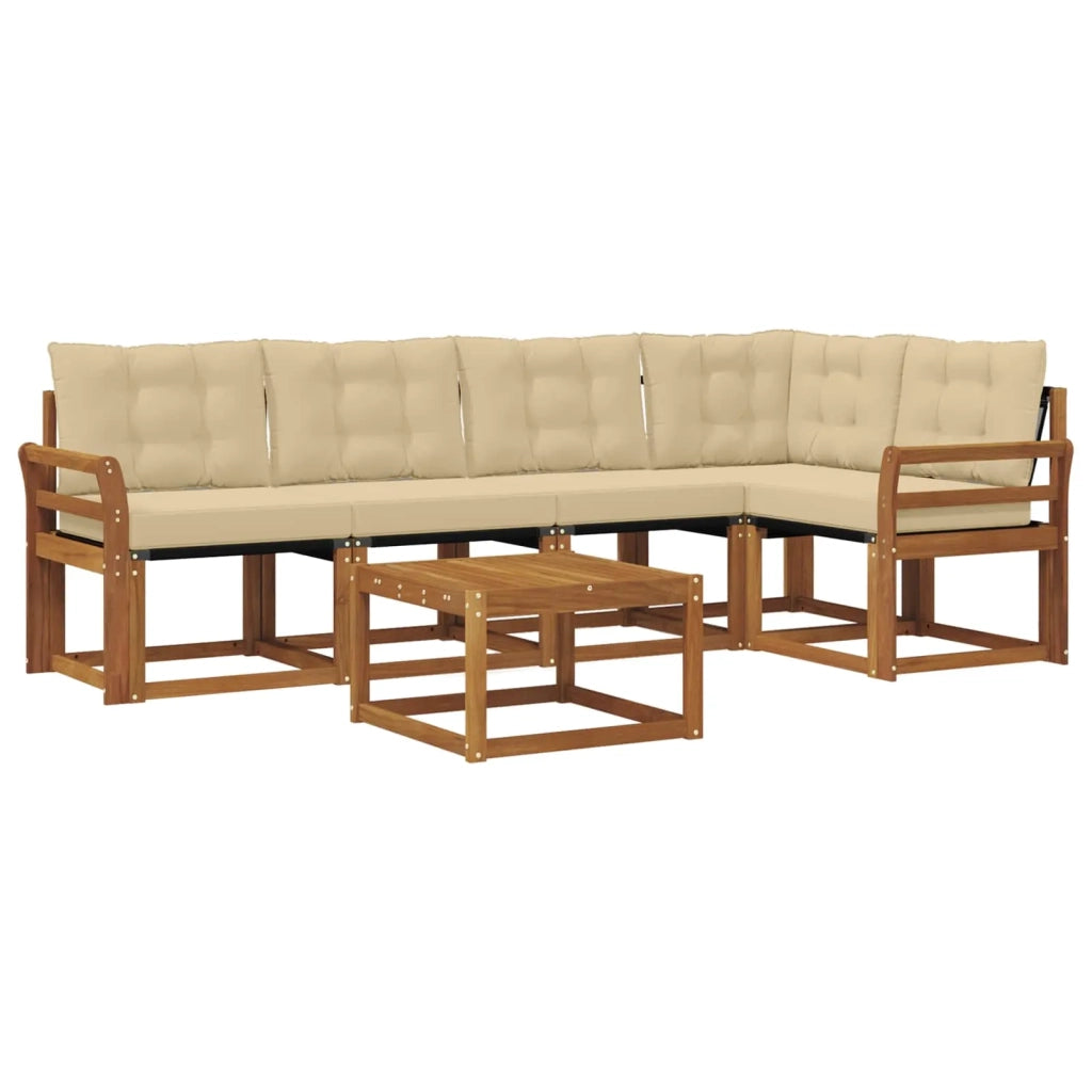Set di divani da esterno con cuscino 6 pcs Naturale e Beige 3368692