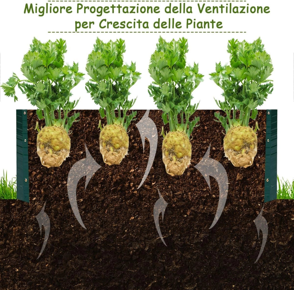 Letto da Giardino Rialzato in Acciaio, Fioriera da Esterno in Metallo per Fiori, Erbe, Piante e Verdure, Fioriera Elevata da Giardino, Cortile e Prato (120 x 90 x 30 cm)