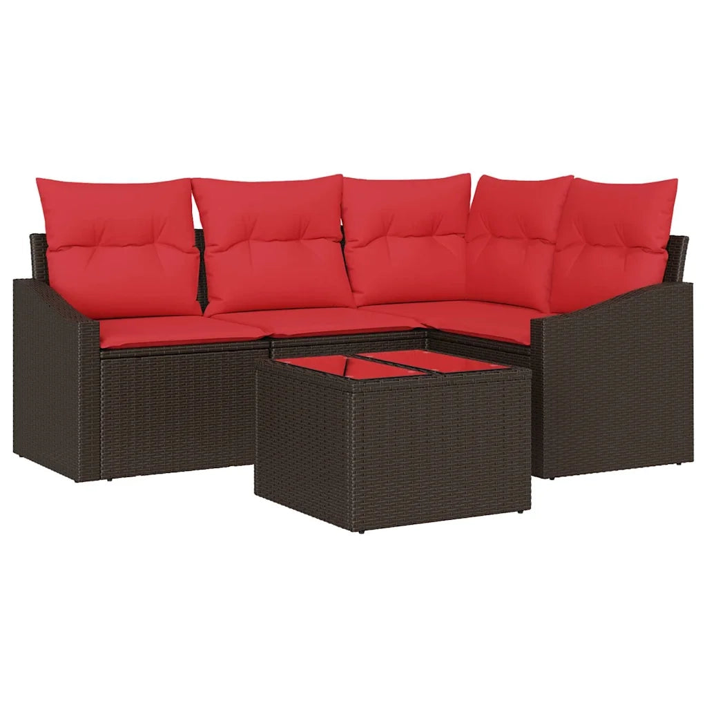 Set di divani 5 pz Marrone polyrattan 3346714