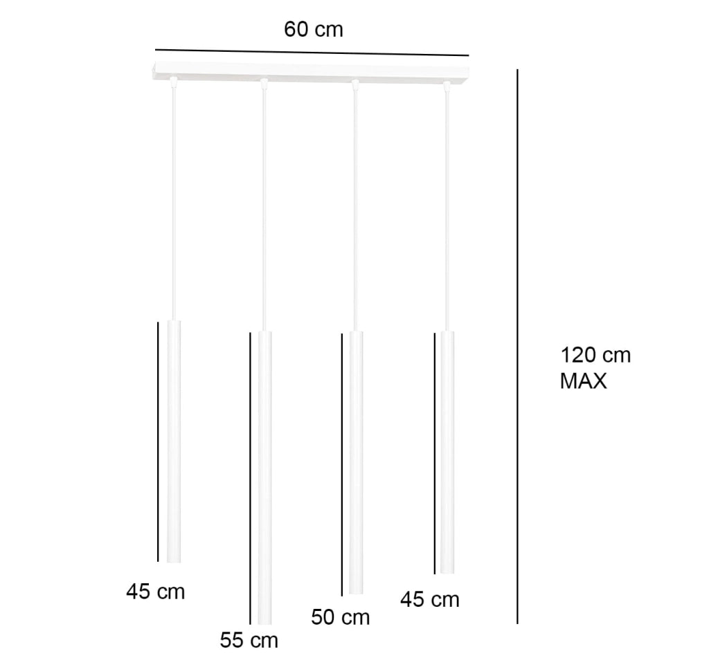 Lampadario Emibig Selter 4xG9 nero regolabile 120cm