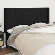Testiera ad Orecchio Nera 203x16x118/128 cm in Tessuto