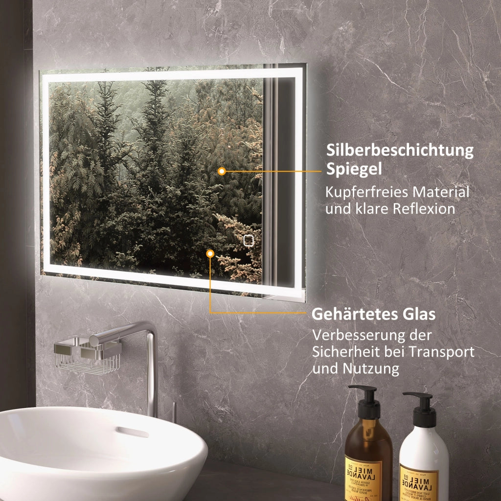 Specchio da Bagno LED ¨C Xylo ¨C Bianco con Interruttore Touch