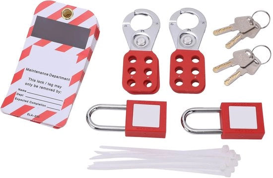 Kit di Blocco Universale Elettrico con Etichette Reciclabili e Chiusura a Sospensione