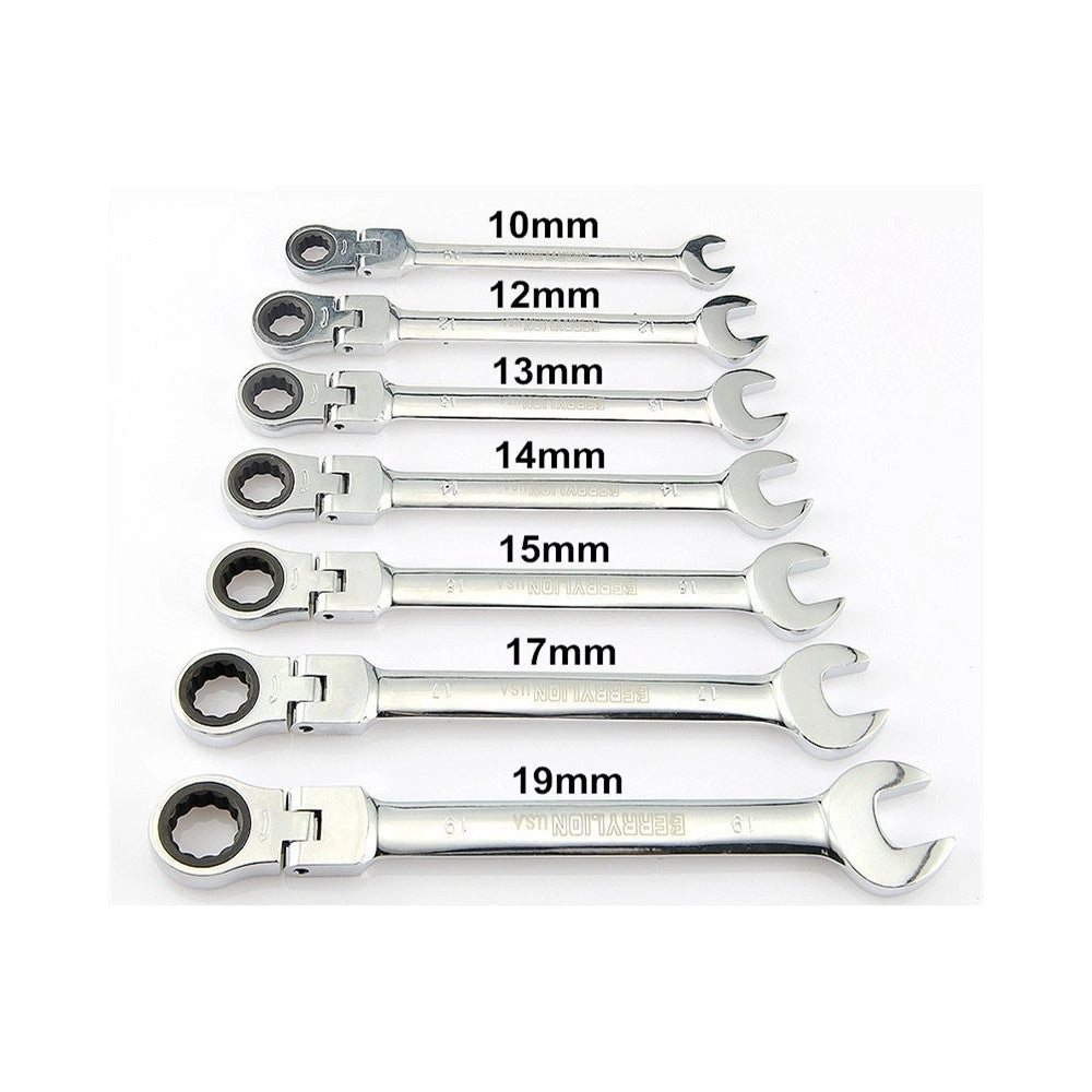 Trade Shop - Serie Set Kit 7 Chiavi Snodo A Cricchetto Flessibili In Valigetta Trasporto -