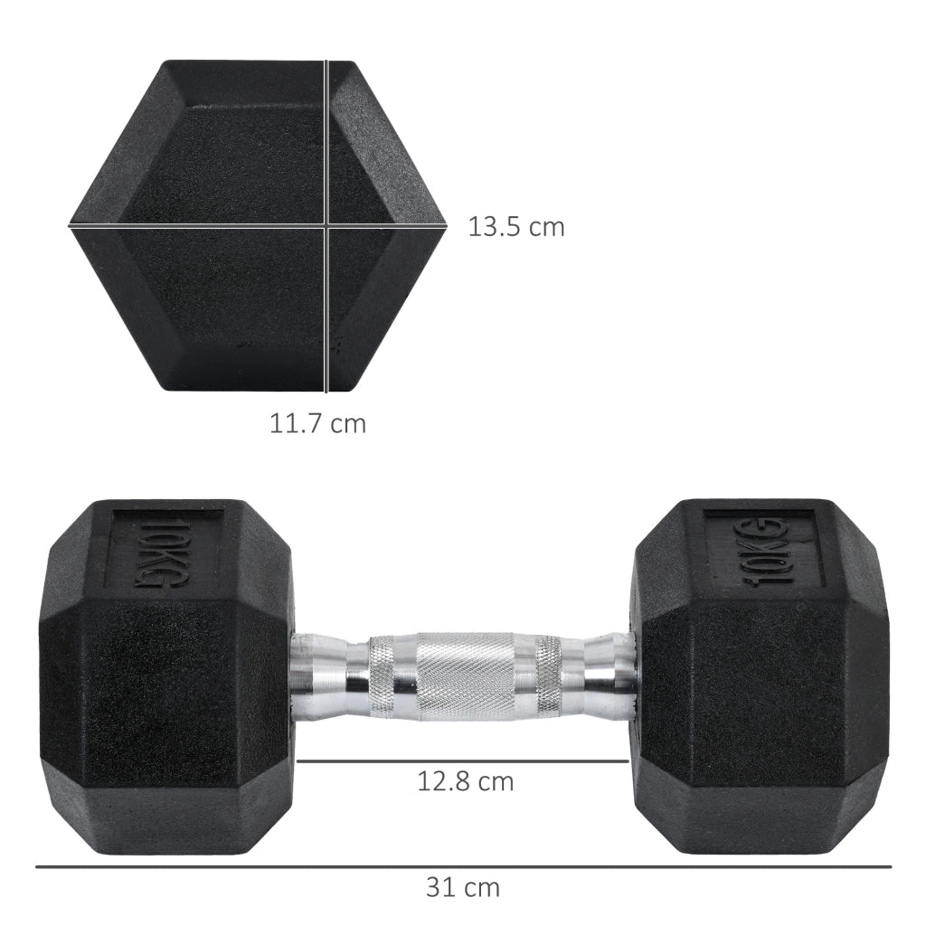 Manubri Esagonali 10kg Metallo Gomma ¨C Minimal ¨C Nero