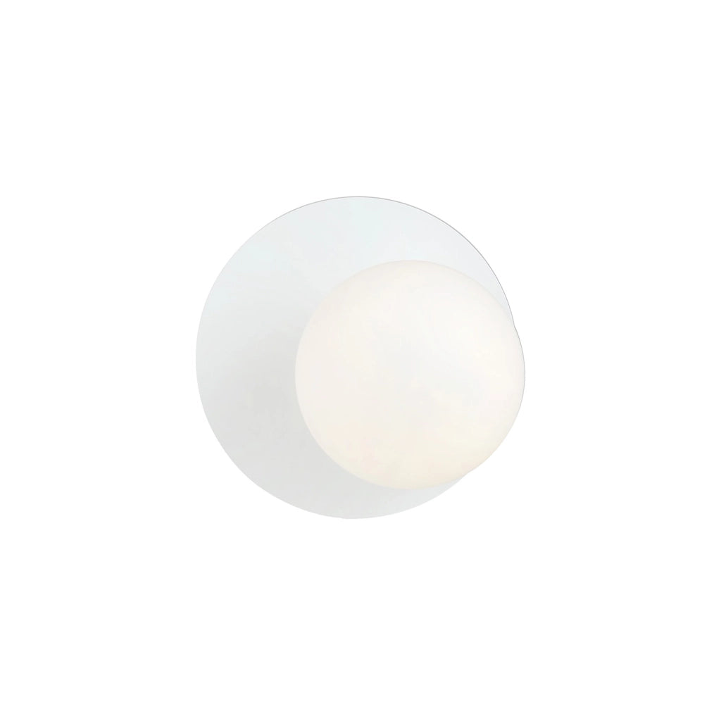Lampada Da Parete Contemporanea Ippolita 1 Luce In Acciaio Bianco E Vetro Opalino