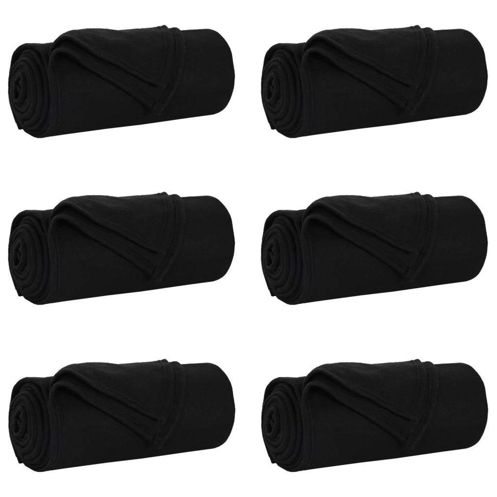 Coperte da Pile 6 pcs Nero 170 x 130 cm Panno 42017065