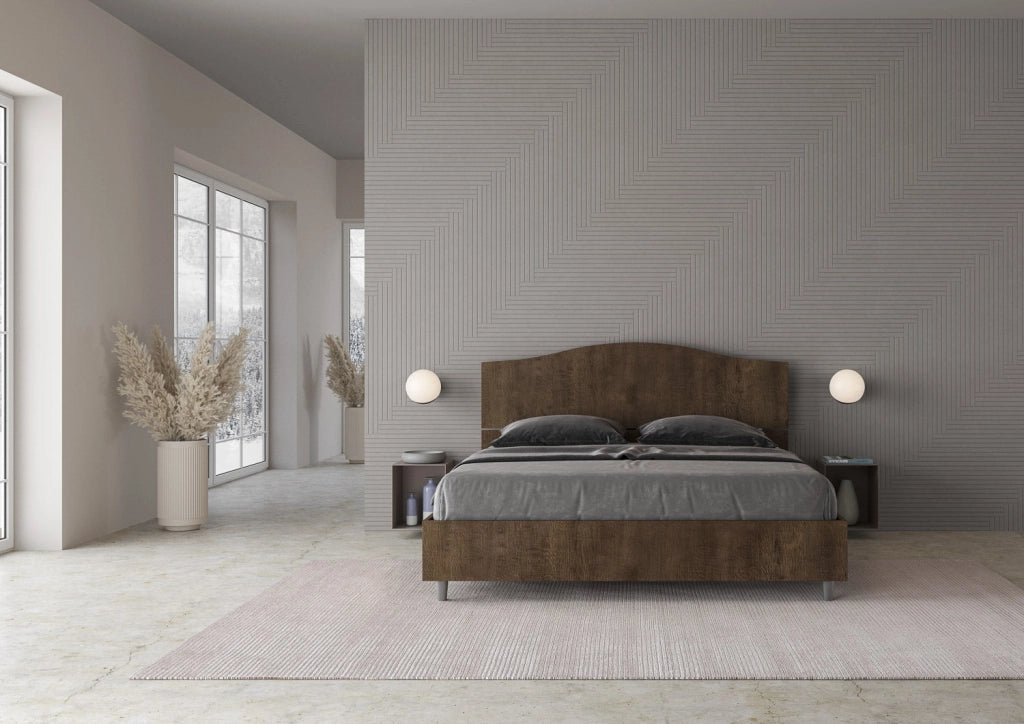 Letto Matrimoniale 160x190 cm con Rete Dores Noce