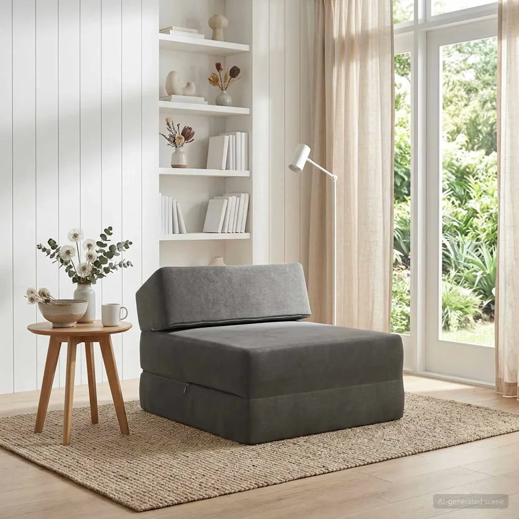 Divano Letto Pieghevole Grigio Scuro 60 x 70 x 41 cm Tessuto 900059