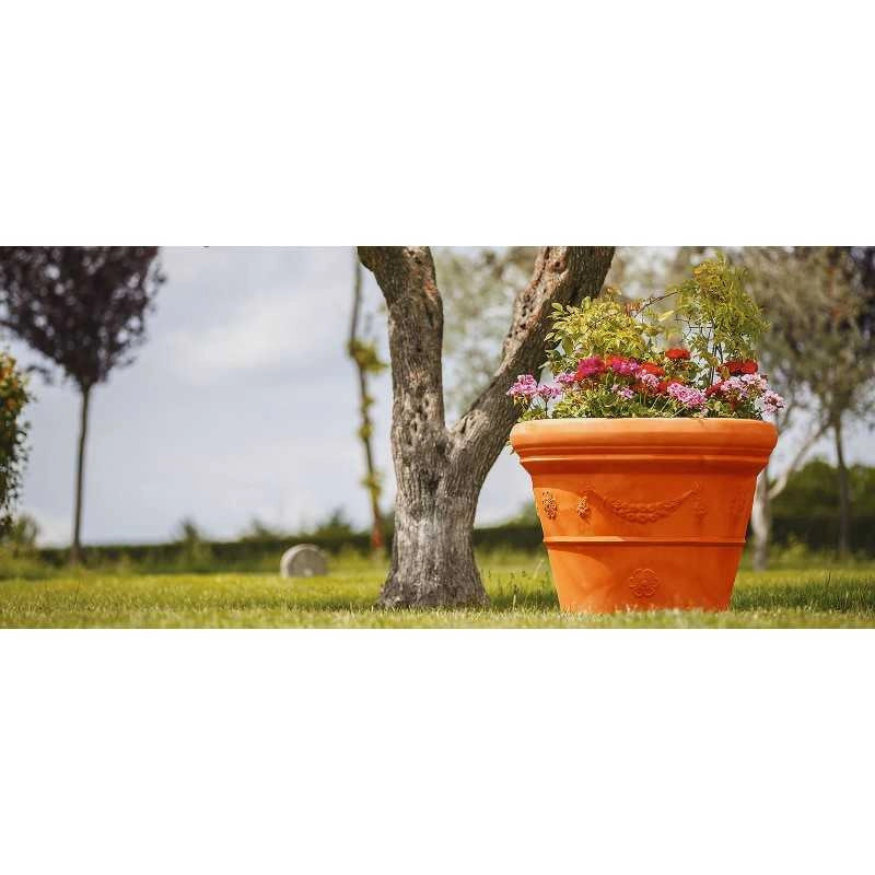 Vaso decorativo classico tradizionale Ø75 H59 in polimero resistente terracotta per piante per giardini e terrazze - Made in Italy - Monacis