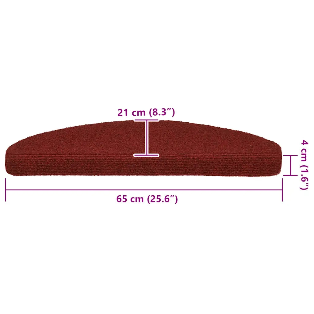 Tappetini per scale autoadesivi 30 pz 65x21x4 cm Bordeaux Rosso Semicircolari Grandi 3365659
