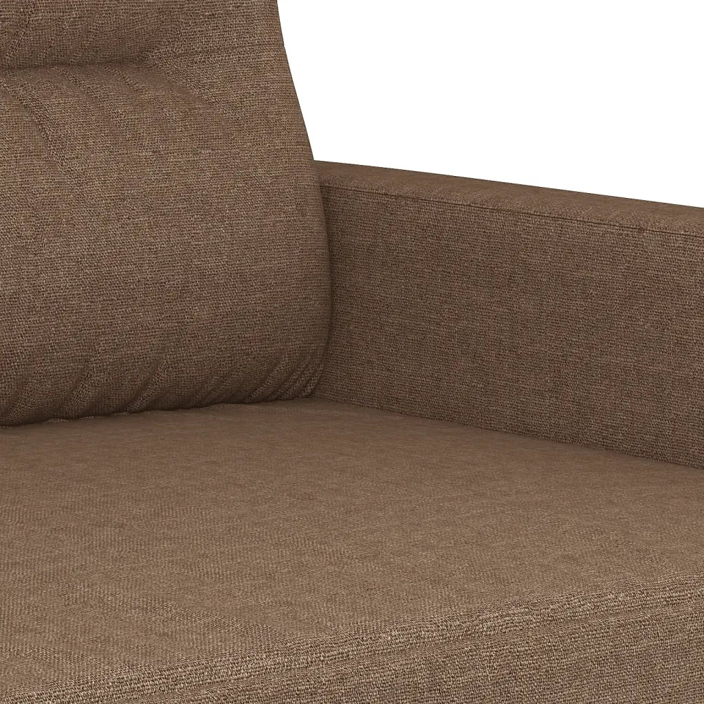 Set di Divani 3 pz con Cuscini Marrone in Tessuto