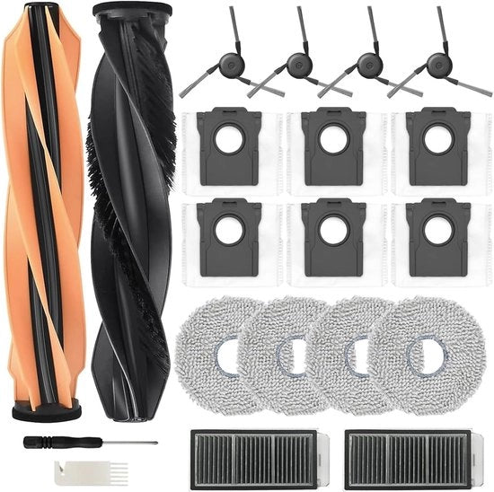 Accessori per Dreame X50 Ultra Complete/ L50 Pro Ultra/L40s Pro Ultra, 2 x pennelli per capo, 6 x sacchetti a spugna, 4 x pennelli laterali, 2 x filtri, 4 x cuffie per aspiratore
