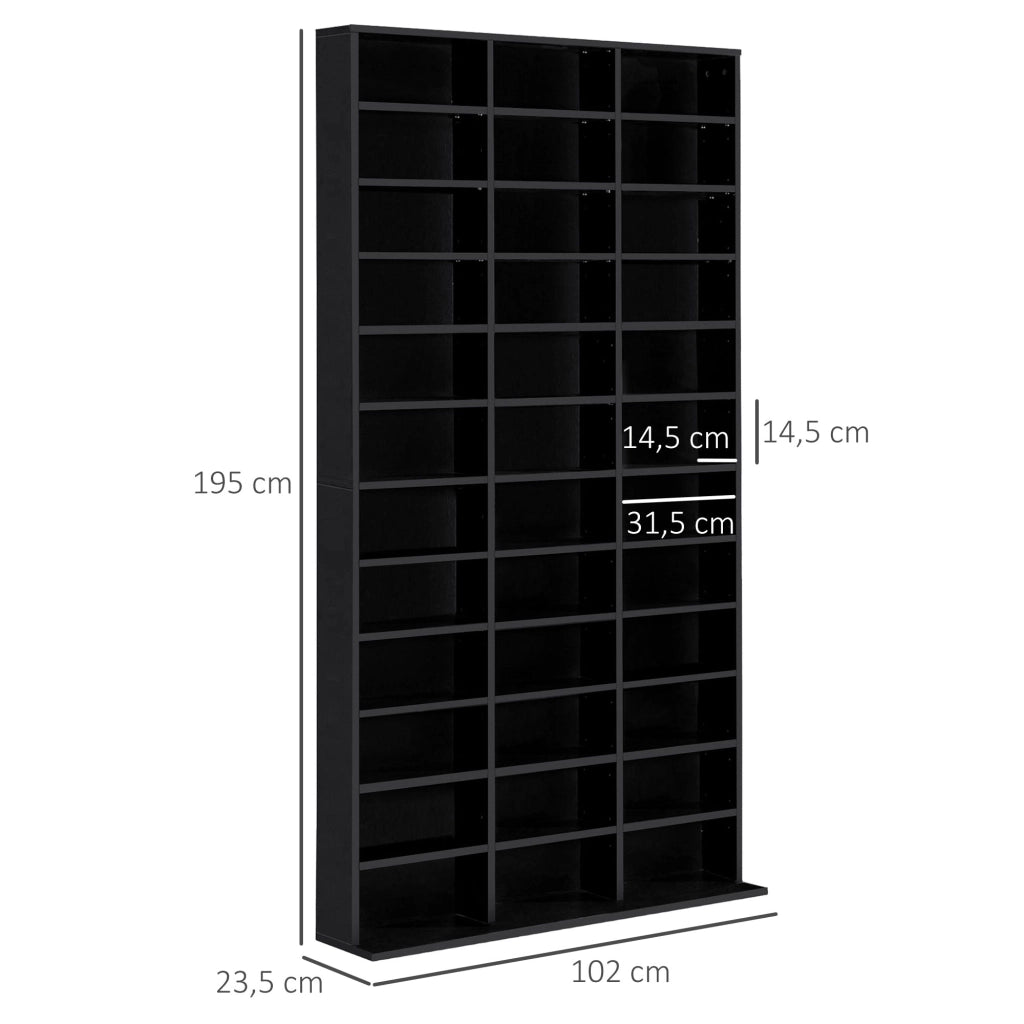 Libreria per CD e DVD ¨C zephmum ¨C 36 compartimenti, nero, 102x23.5x195 cm