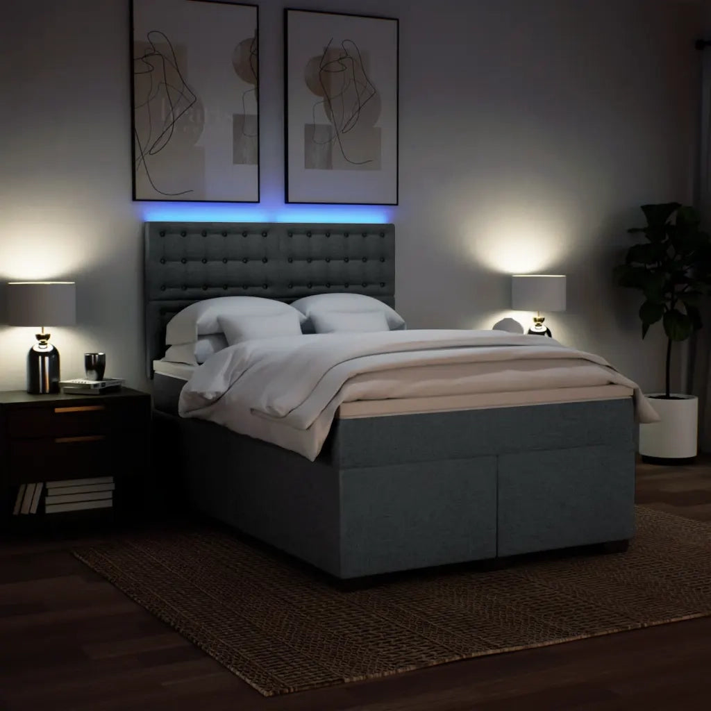 Giroletto a Molle con Materasso Grigio Scuro 160x200 cm Tessuto