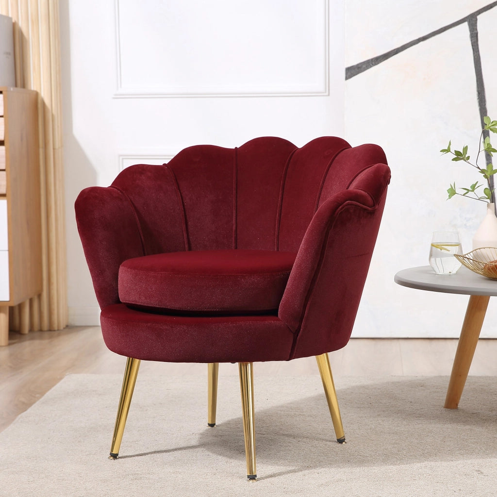 Poltrona velluto ¨C Minimal ¨C rosso, metallo dorato