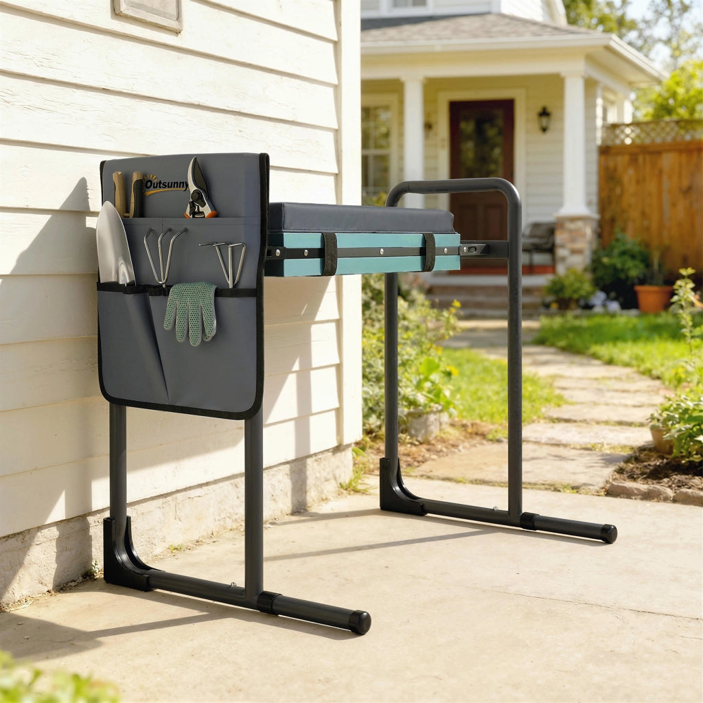 Sgabello da giardino pieghevole con cuscino e tasche ¨C Minimal ¨C grigio scuro
