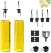 Set di flaconi di olio e aceto 2 x 500 ml con beccuccio e etichette