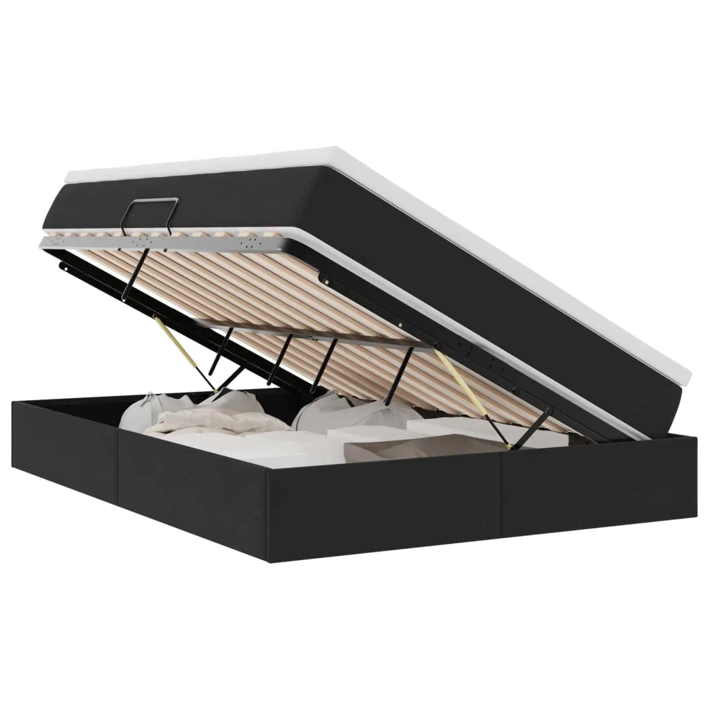 Letto con contenitore e materasso Nero 140 x 200 cm Velluto