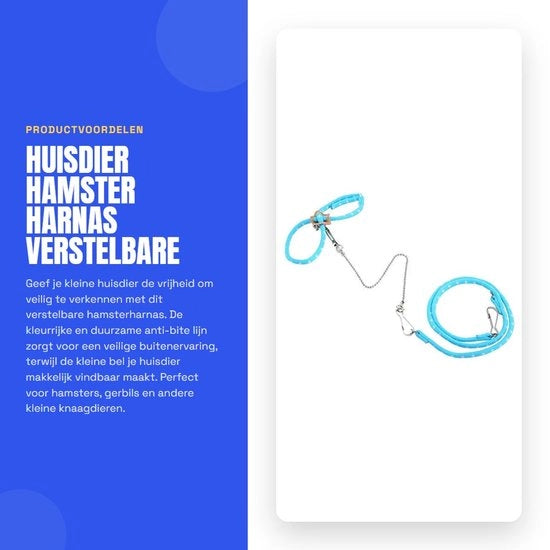 Cintura per Hamster - Disegno Versatile - Leash per Addestramento Outdoor - Cinturino Antimordi - Cintura in Cotone Soffice - Inclusa Collare - Comodo e Duraturo - Cintura per Animali di Compagnia