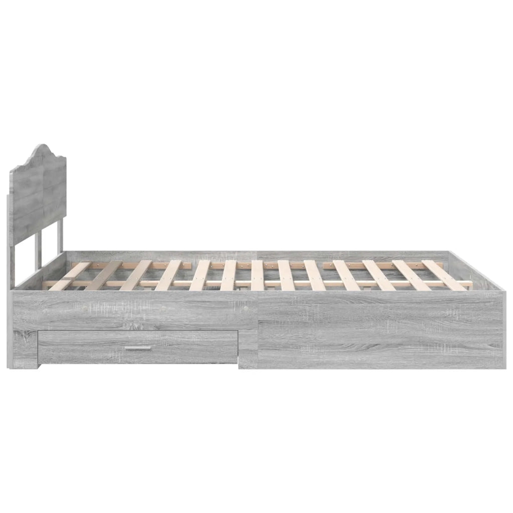 Letto matrimoniale | Letto per adulti | Struttura del letto con testiera Grigio Sonoma 140 x 190 cm
