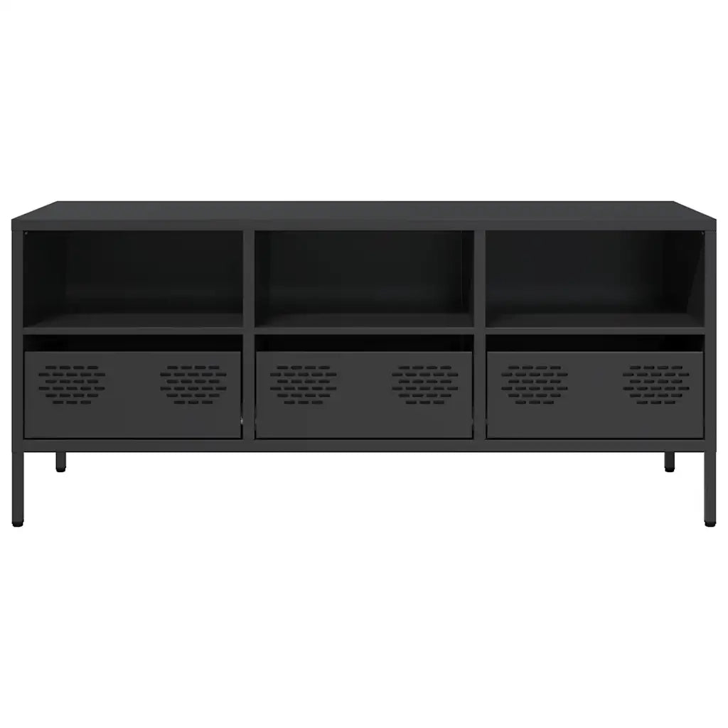Mobile TV Nero 101,5x39x43,5 cm in Acciaio Laminato a Freddo 851322