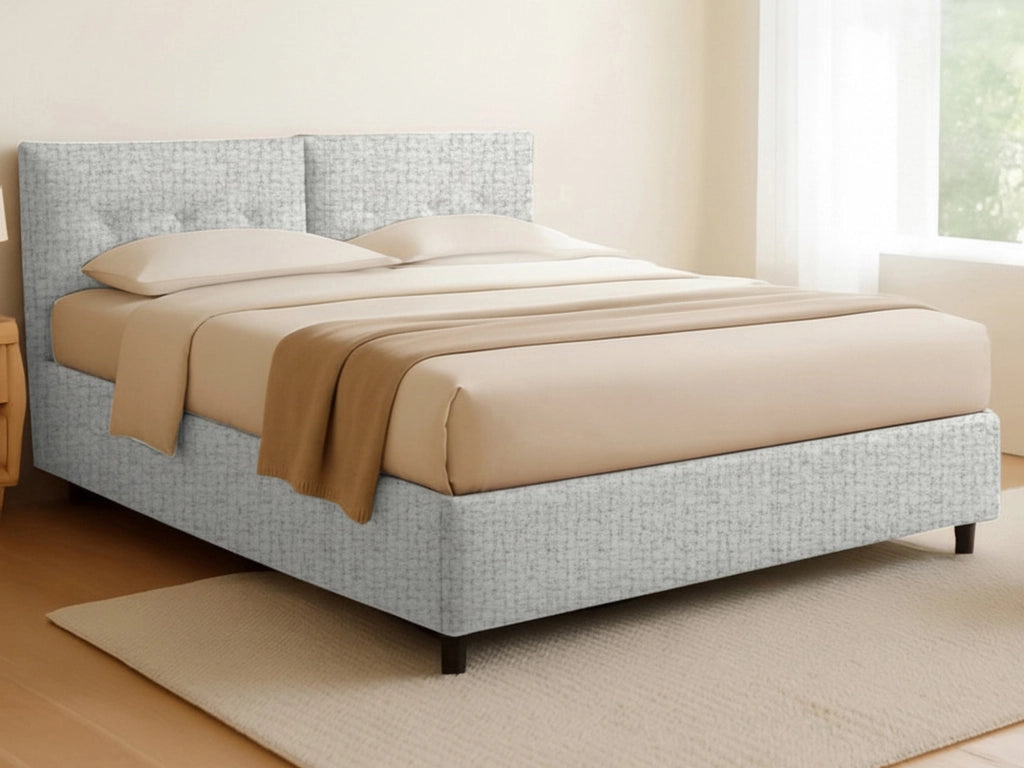 Bath, Letto Matrimoniale Sfoderabile Made in Italy, Grigio Chiaro