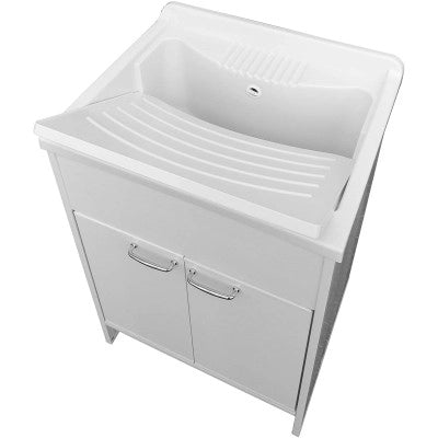 Mobile lavatoio 60x60 cm vasca in resina con asse e kit di scarico
