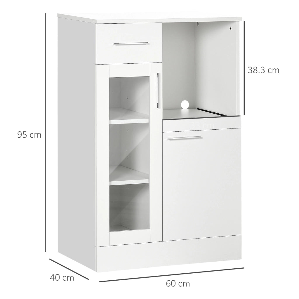Credenza Moderna con Cassetti e Ante Vetro ¨C Zephmum ¨C Legno Bianco 60x40x95