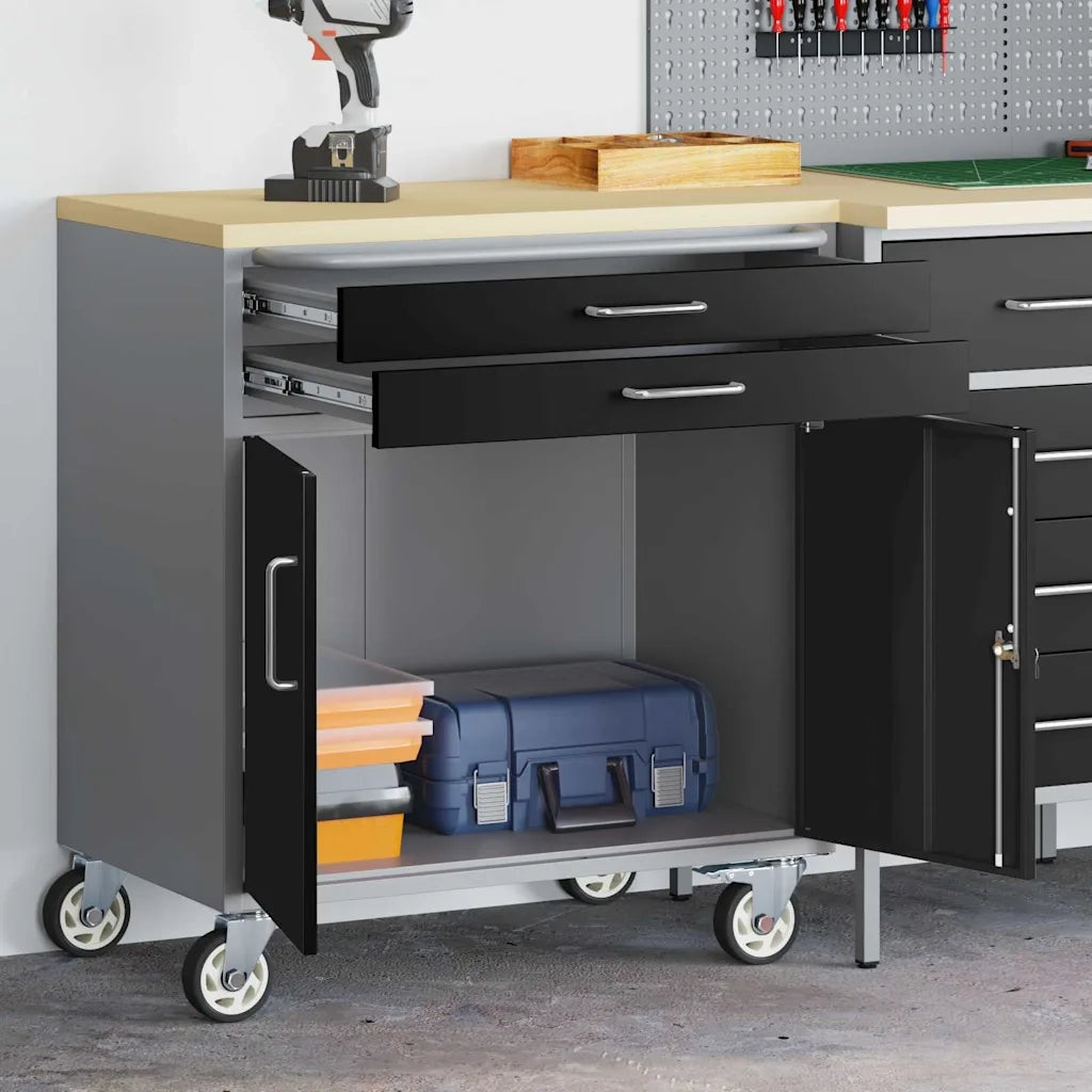 Banco da lavoro con cassetto Nero e Grigio 75 x 45 x 85 cm 4103487
