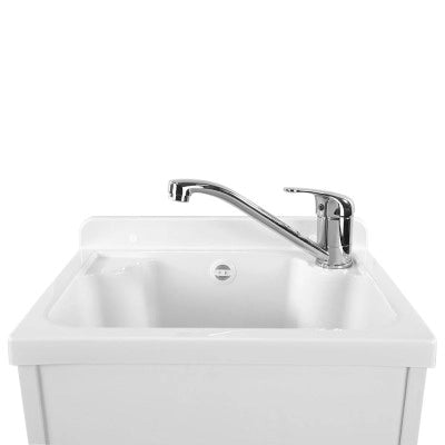 Lavatoio a muro 42x34 cm in resina bianca completo di kit di scarico