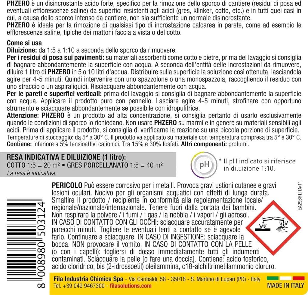 Fila Ph Zero Lt.5 Disincrostante Acido Forte