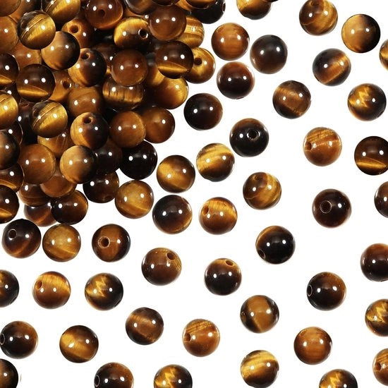Collana con perle di quarzo naturale 50 pezzi - Perle tigre naturale - Perle tonde 8 mm - Perle per collane - Perle per accessori DIY - Perle uniche colori - Perle per collane e collane