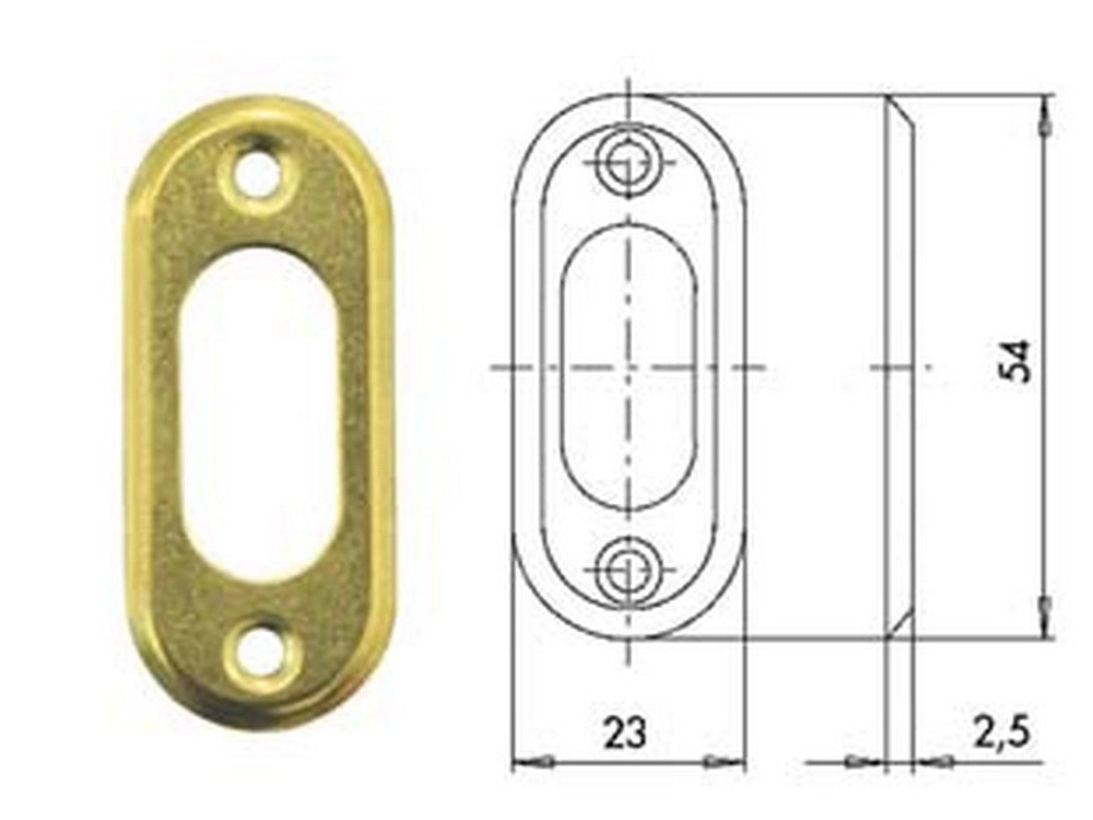 10pz bocchetta ottone cilindri ovali 06027 00 mm23x54, spessore mm2,5 cod:ferx.fer394536