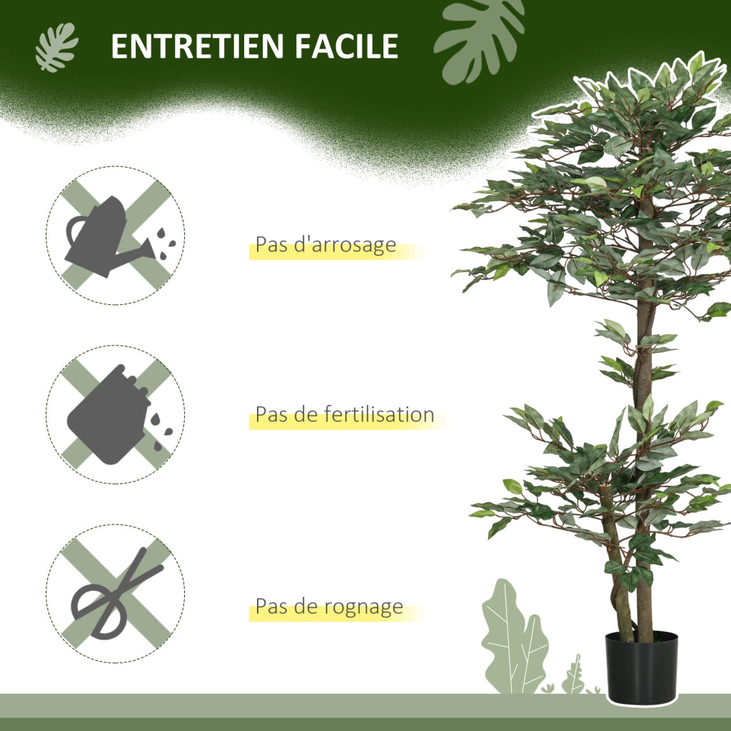 Albero Finto Ficus Artificiale ¨C Zephmum ¨C 1.5 m Verde con Vaso