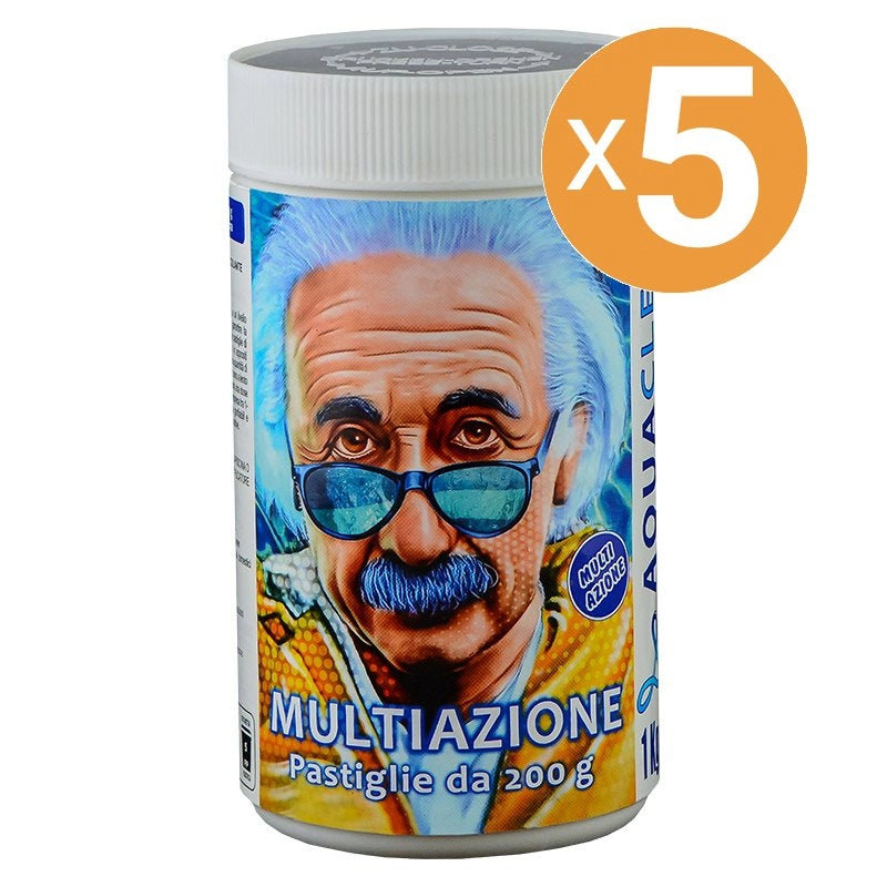 Pastiglie multiazione piscina 4 in 1 da 200 g blisterate AQUACLEAR Quantità confezione: 5 confezioni