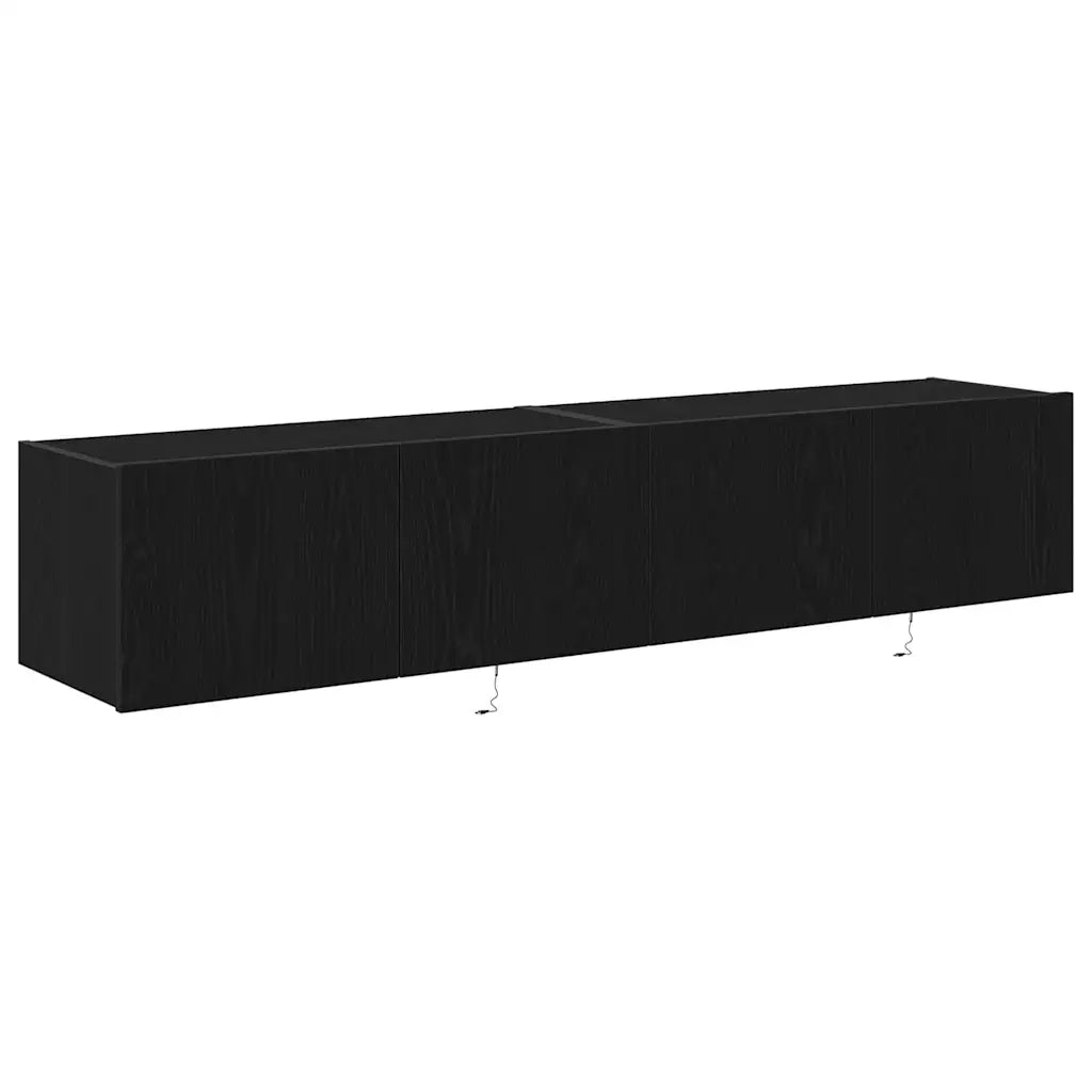 Mobile TV da parete con LED 2 pz | Armadietto TV | Mobile Porta TV Rovere Nero 80 x 35 x 31 cm